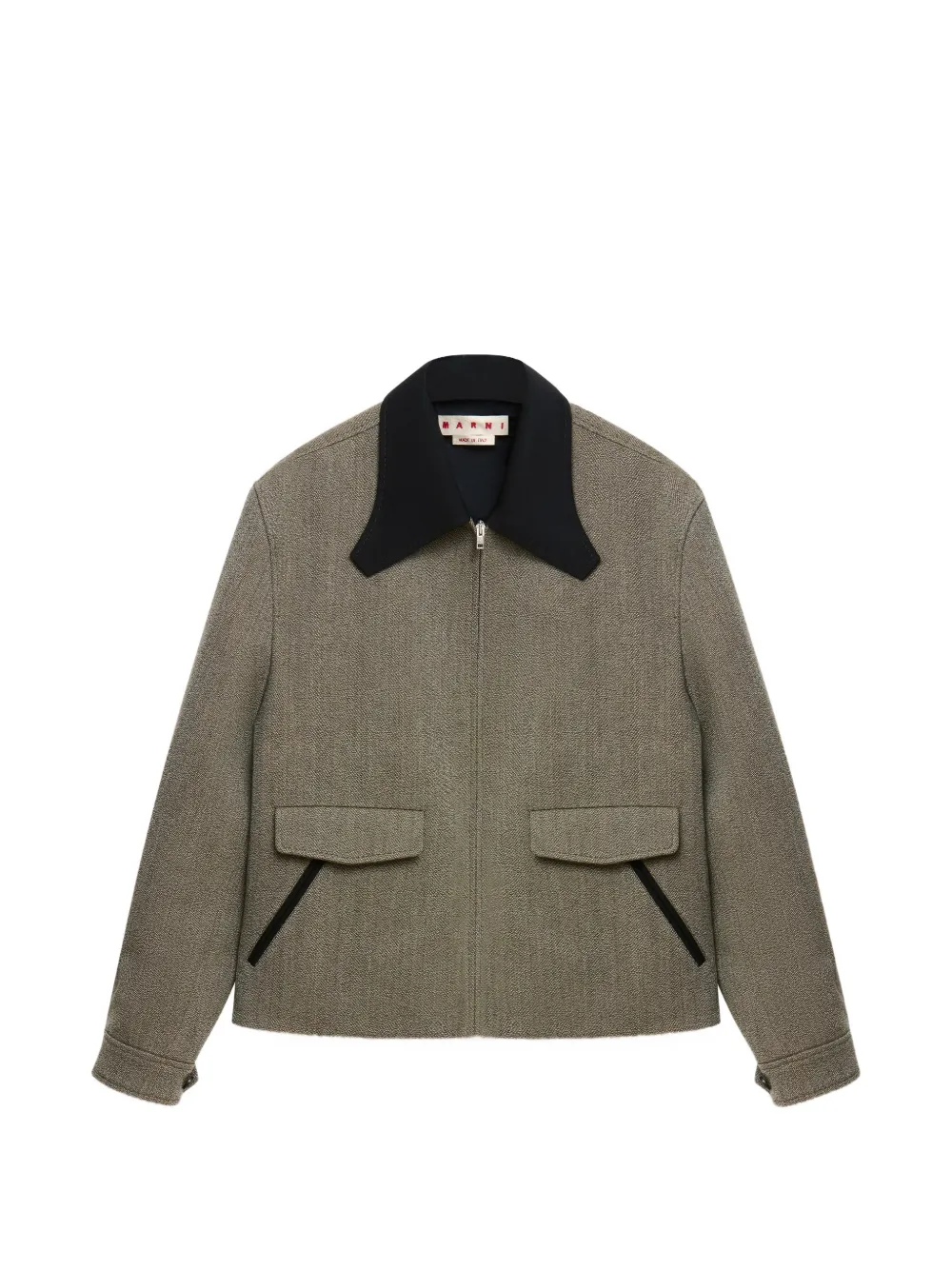 Marni Tweed-Jacke mit skulpturalem Kragen in Taupe - Grau