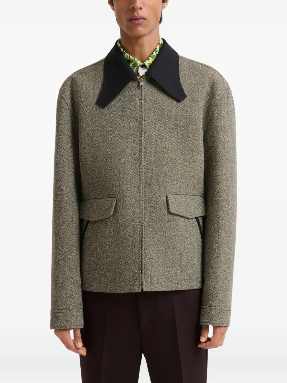 Marni Tupe tweed jas met sculpturale kraag Grijs