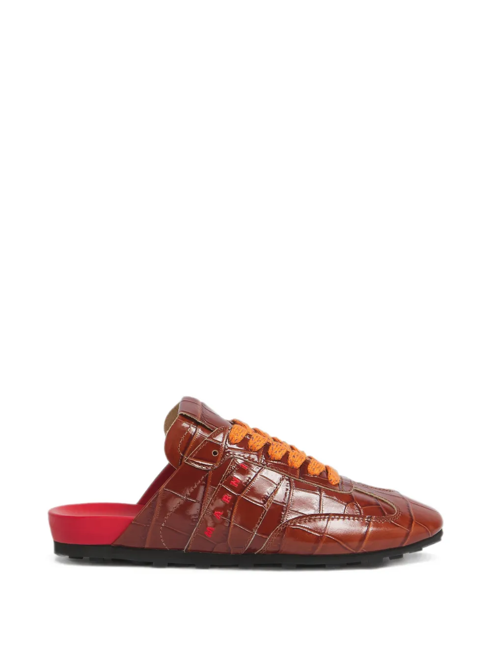 Marni crown croc-effect leather Softy Soccer slip-on sneakers - Braun