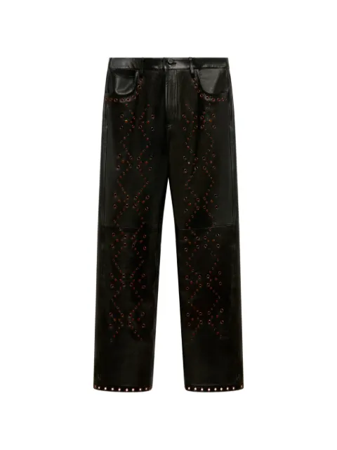 Marni pantalones de piel con apliques en la parte delantera