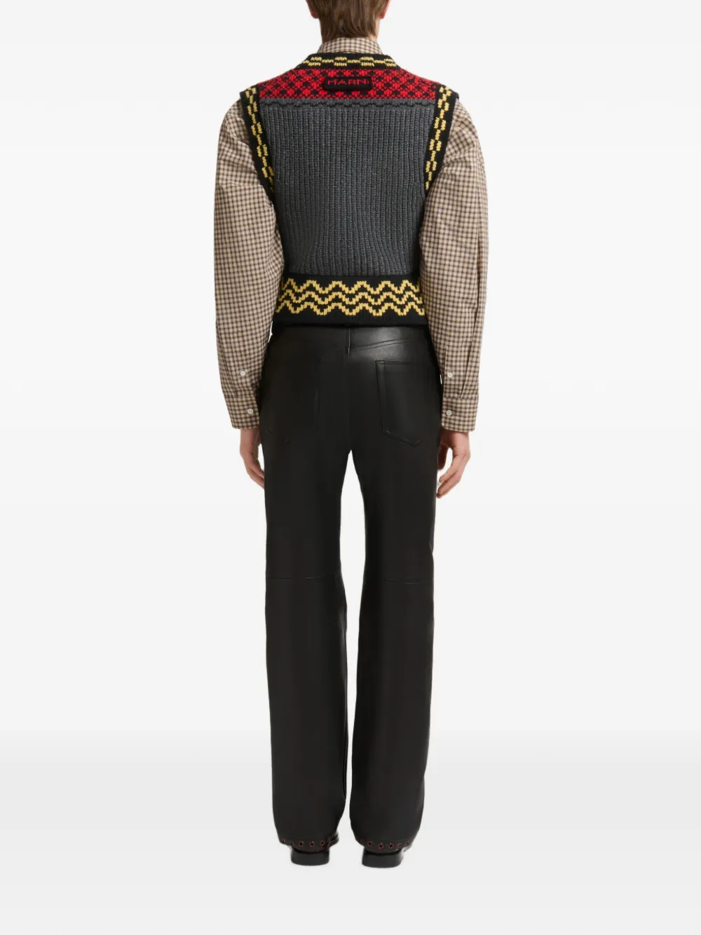Marni Leren broek met studs Zwart