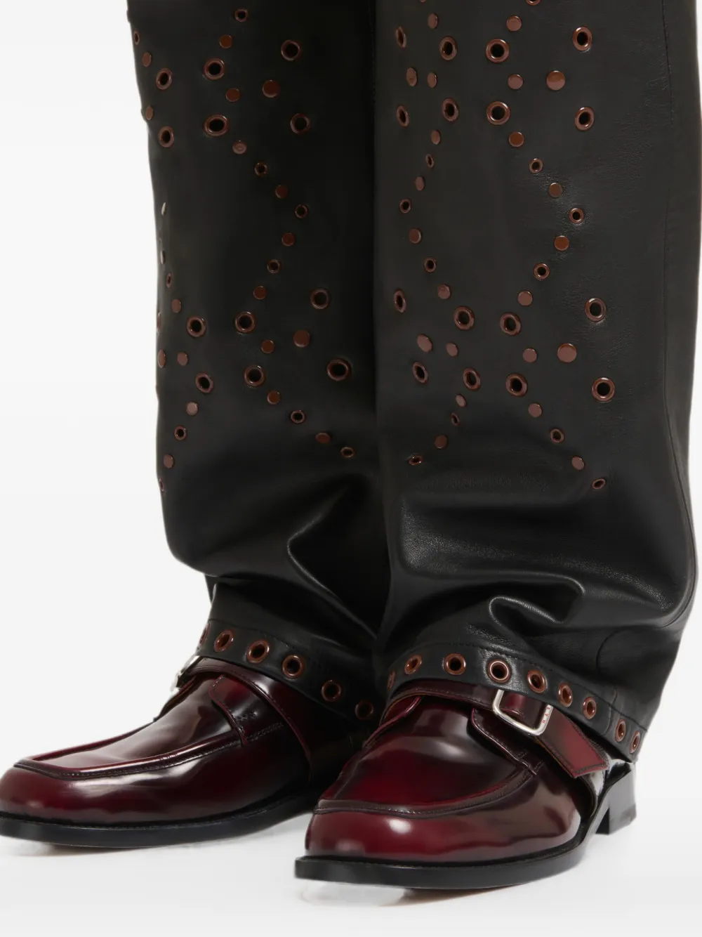 Marni Leren broek met studs Zwart