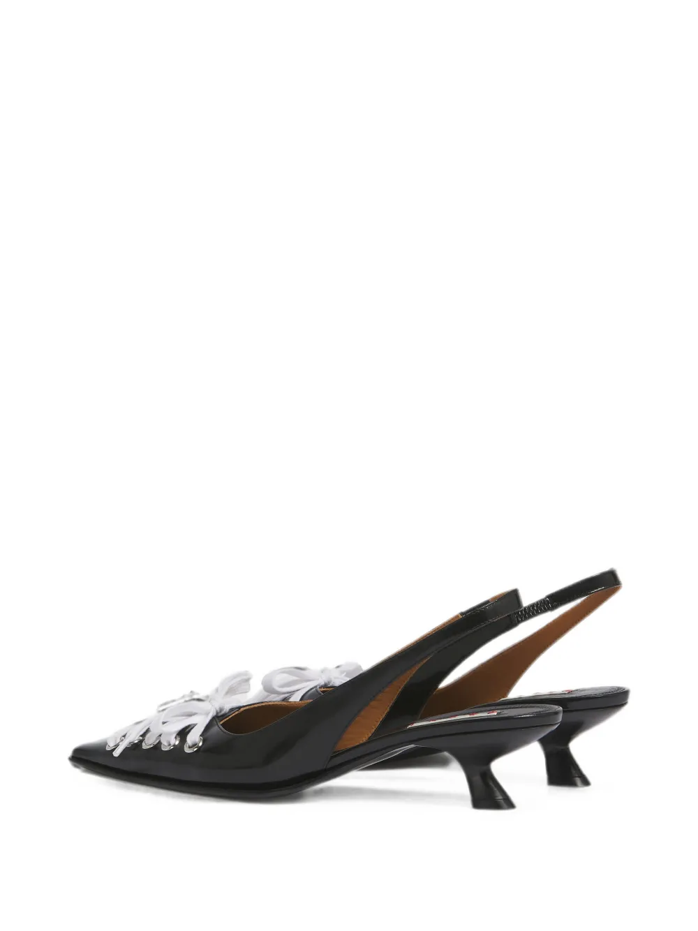 Marni black leather Kat slingback pumps Zwart