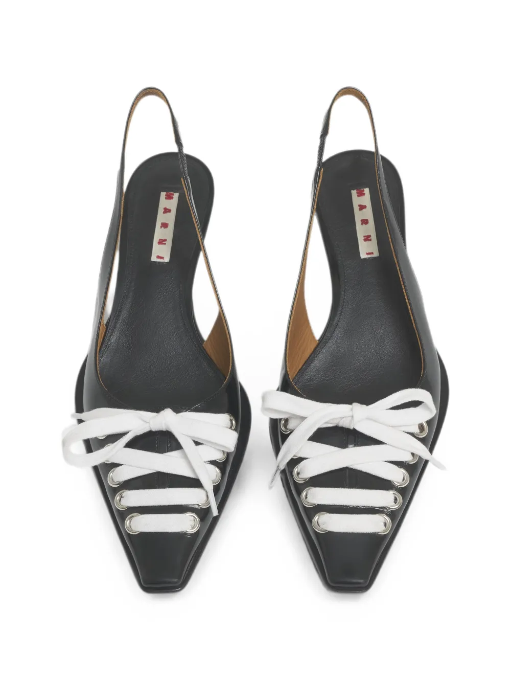 Marni black leather Kat slingback pumps Zwart