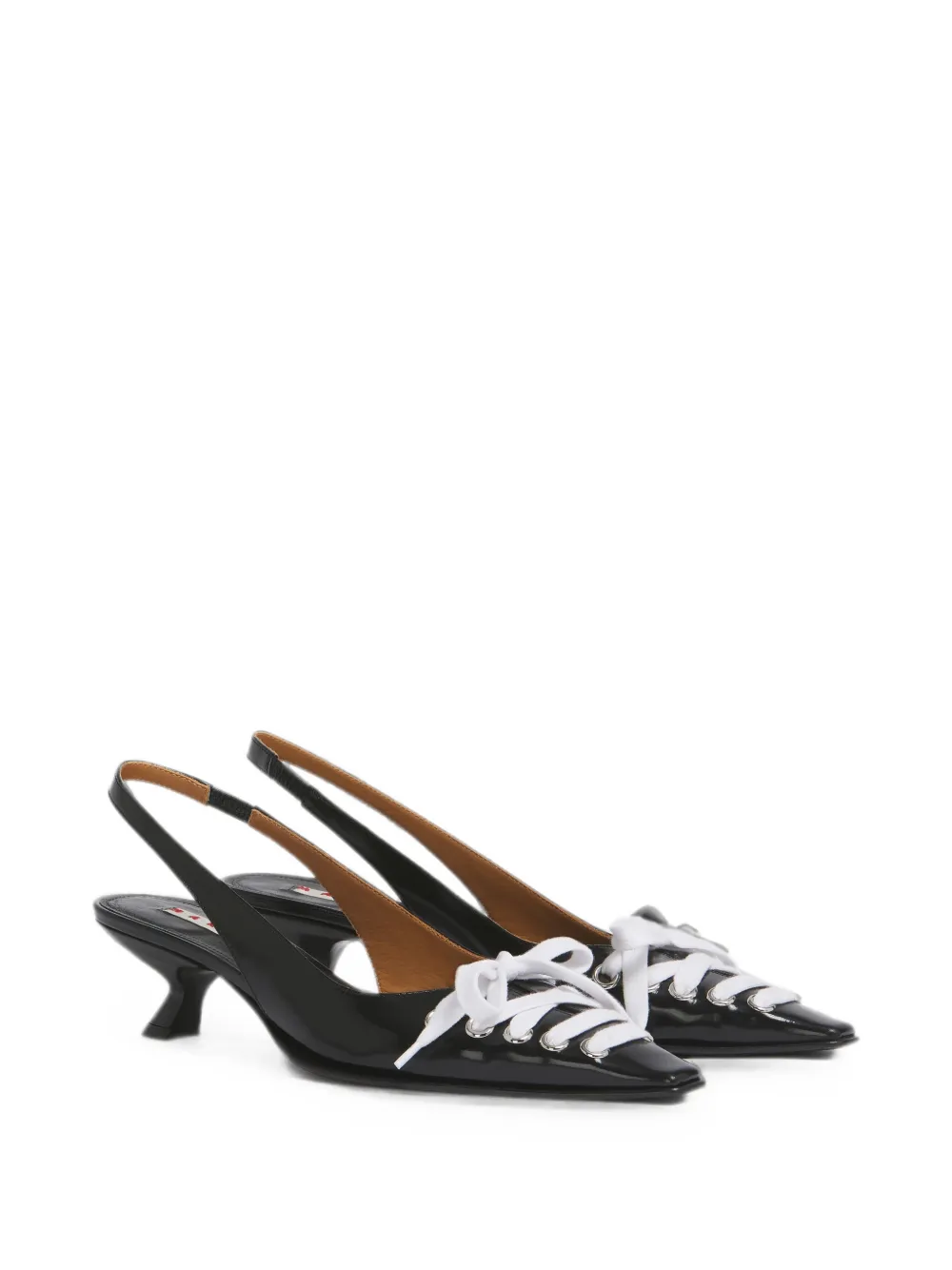 Marni black leather Kat slingback pumps Zwart