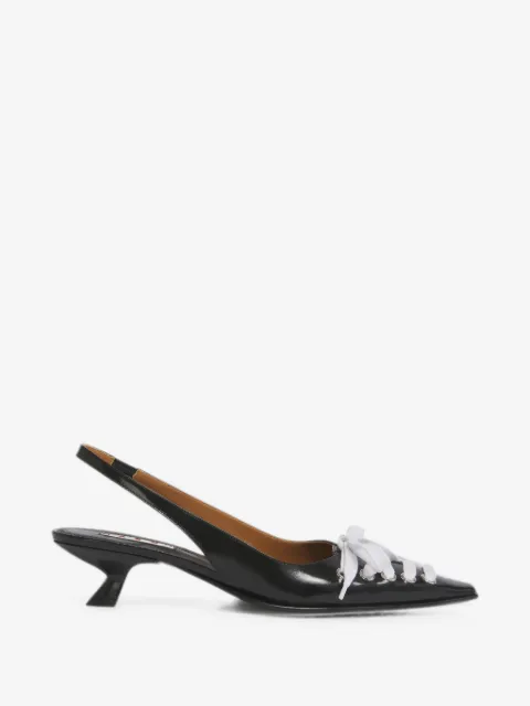 Marni black leather Kat slingback pumps