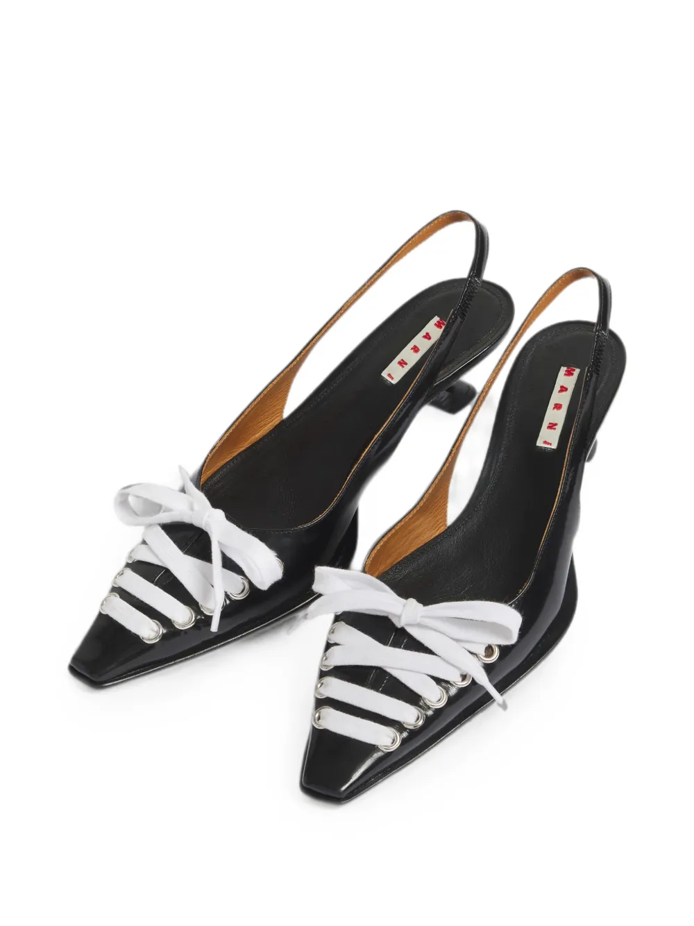 Marni black leather Kat slingback pumps Zwart
