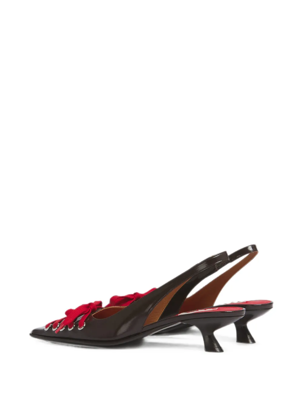 Marni deep brown leather Kat slingback pumps Bruin