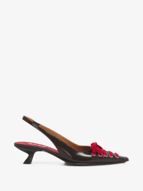 Marni deep brown leather Kat slingback pumps