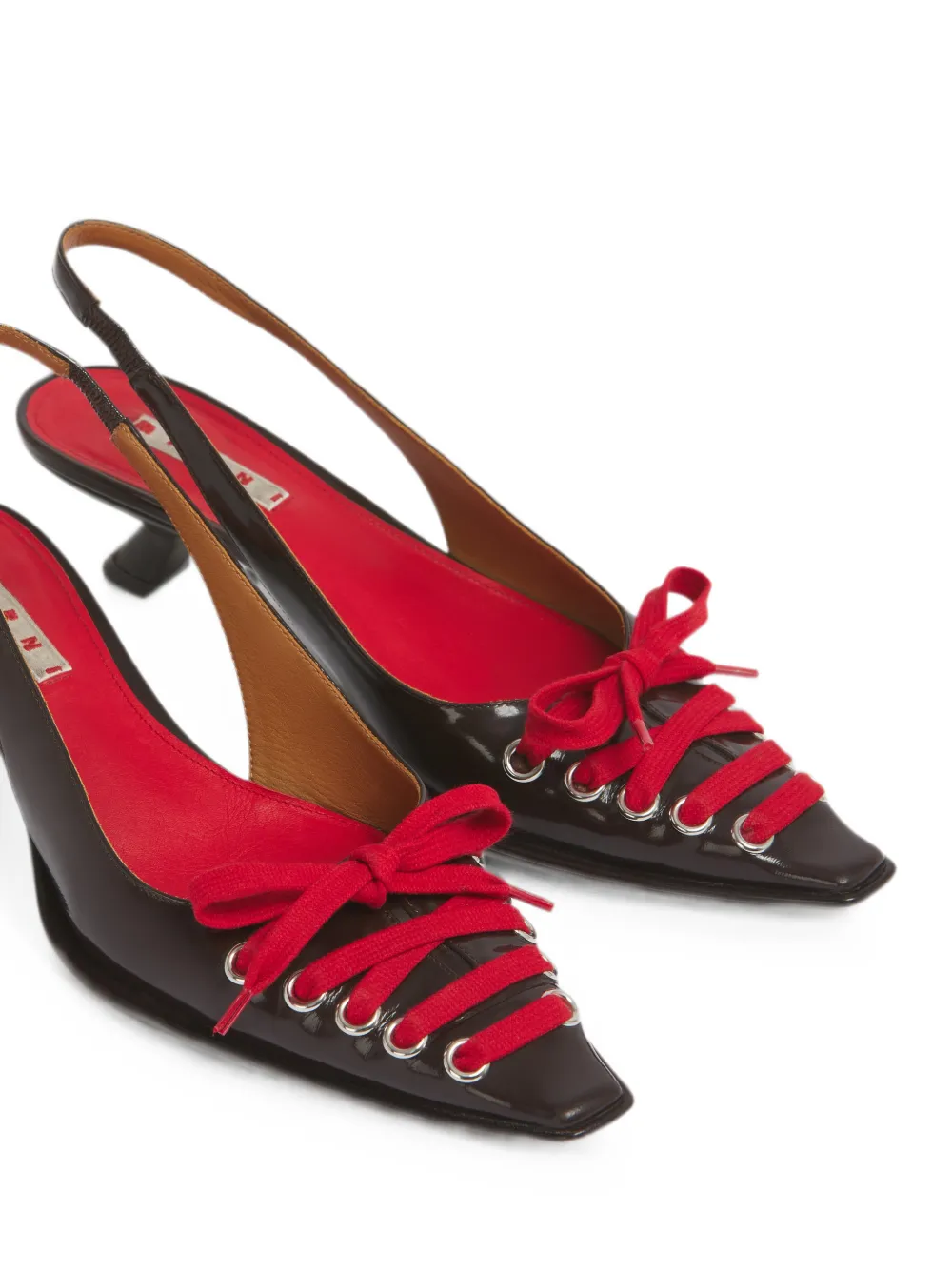 Marni deep brown leather Kat slingback pumps Bruin