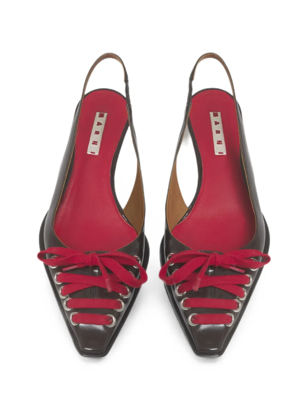 Marni deep brown leather Kat slingback pumps Bruin