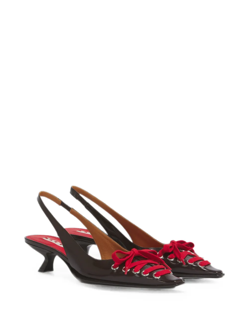 Marni deep brown leather Kat slingback pumps Bruin