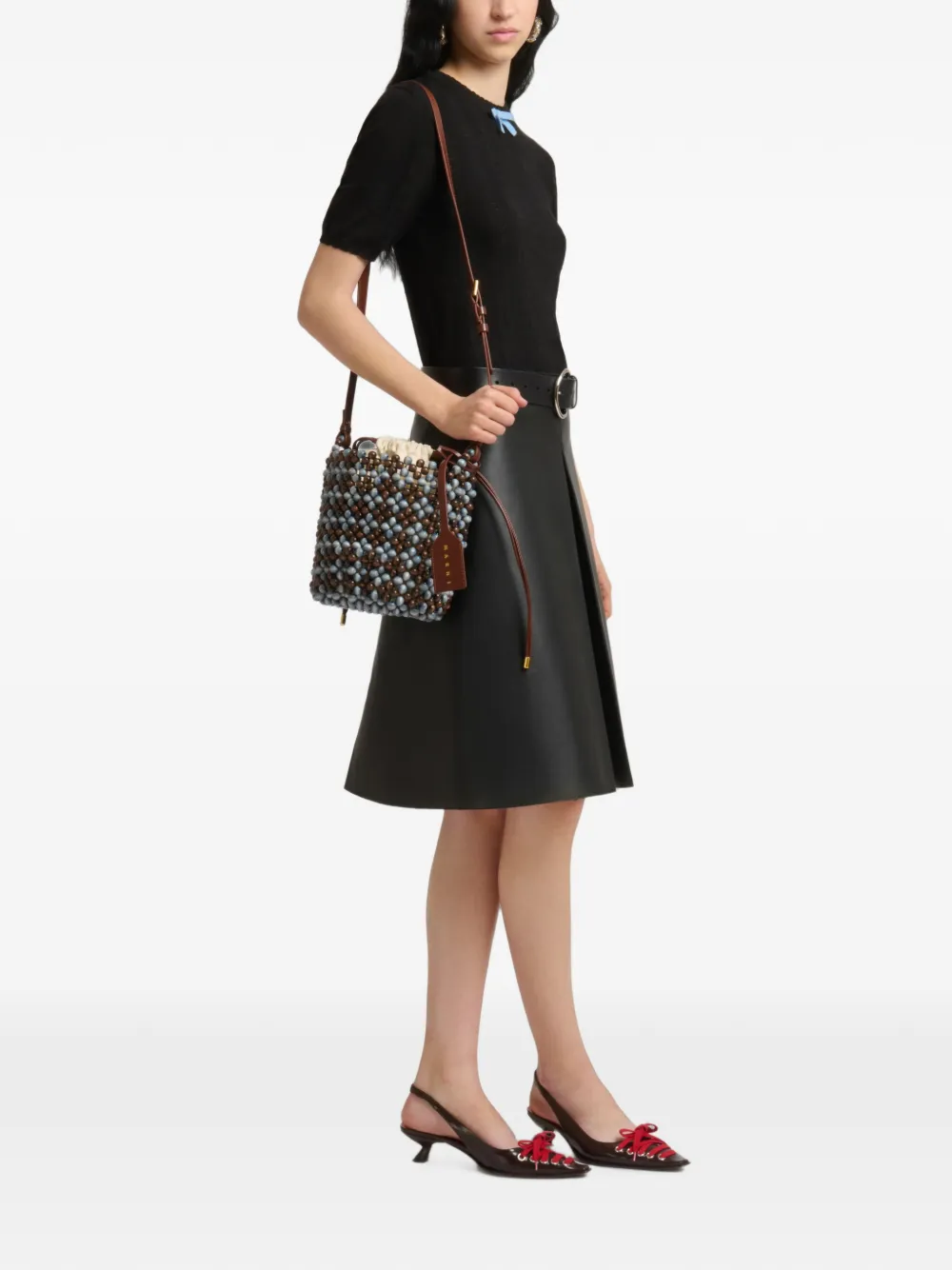 Marni Lila en groene kralen tas Blauw