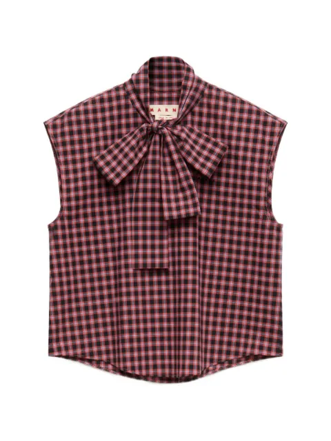 Marni checked pussy-bow shirt