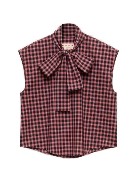 Marni checked pussy-bow shirt