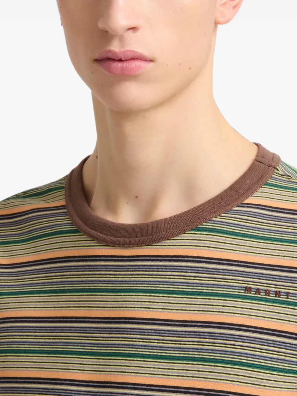 Marni Groen katoenen T-shirt met fijne strepen