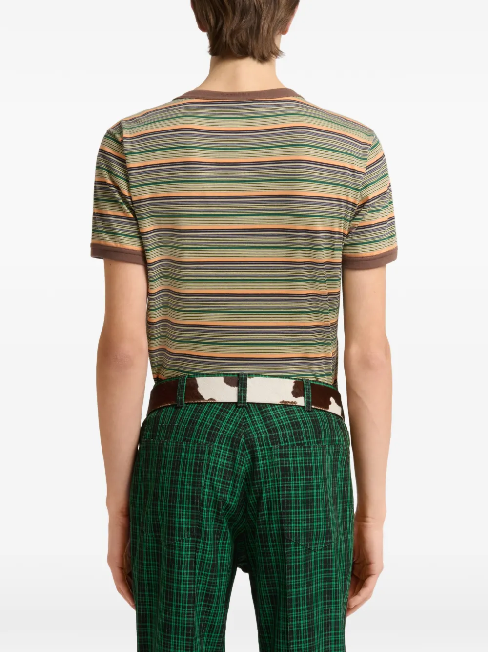 Marni Groen katoenen T-shirt met fijne strepen