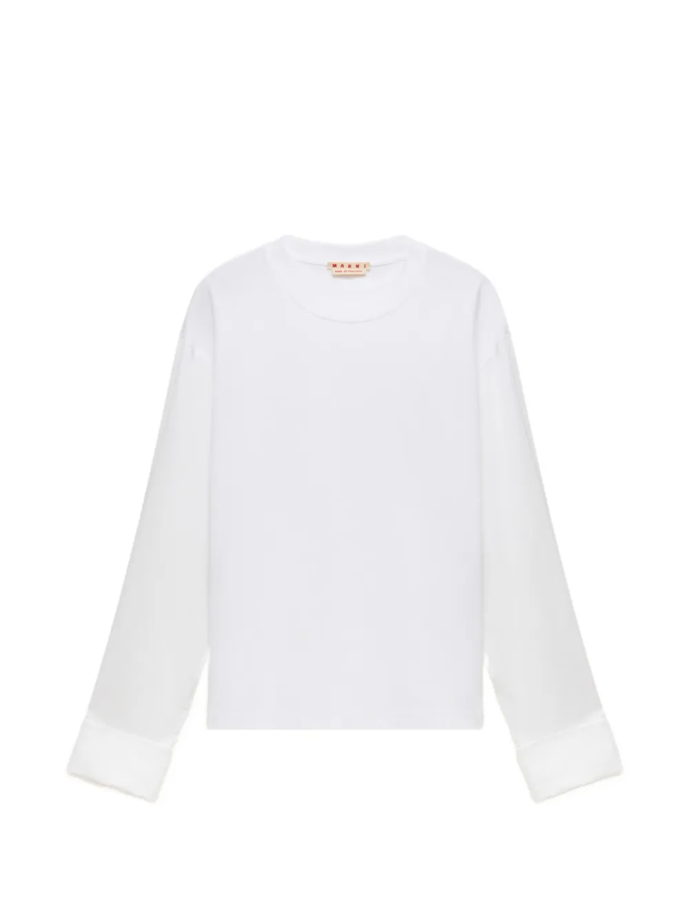 Marni T-shirt bianca in cotone con maniche a camicia - Bianco
