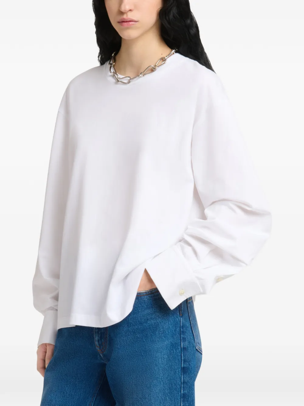 Marni Wit katoenen T-shirt met overhemdmouwen