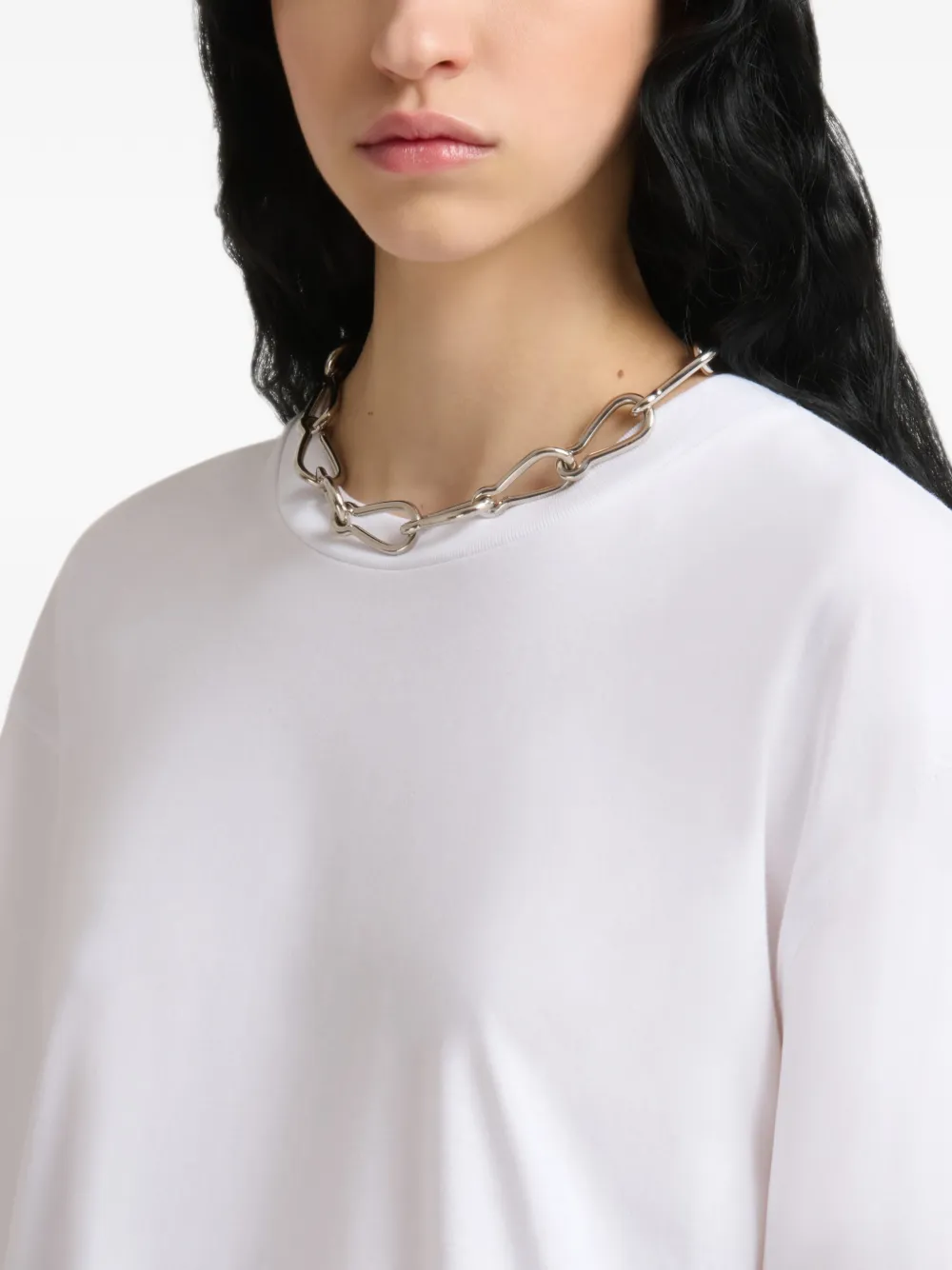 Marni Wit katoenen T-shirt met overhemdmouwen