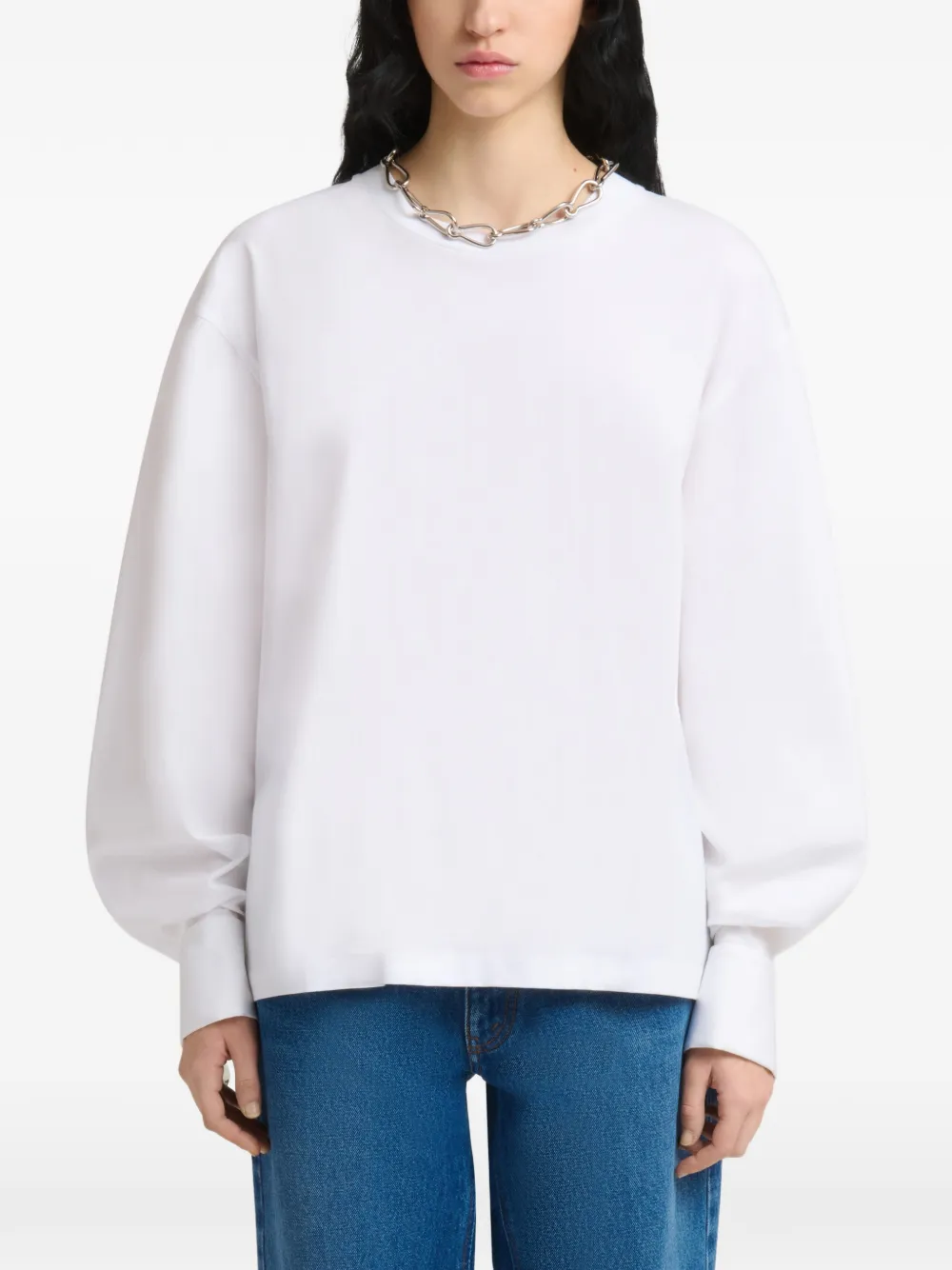 Marni Wit katoenen T-shirt met overhemdmouwen