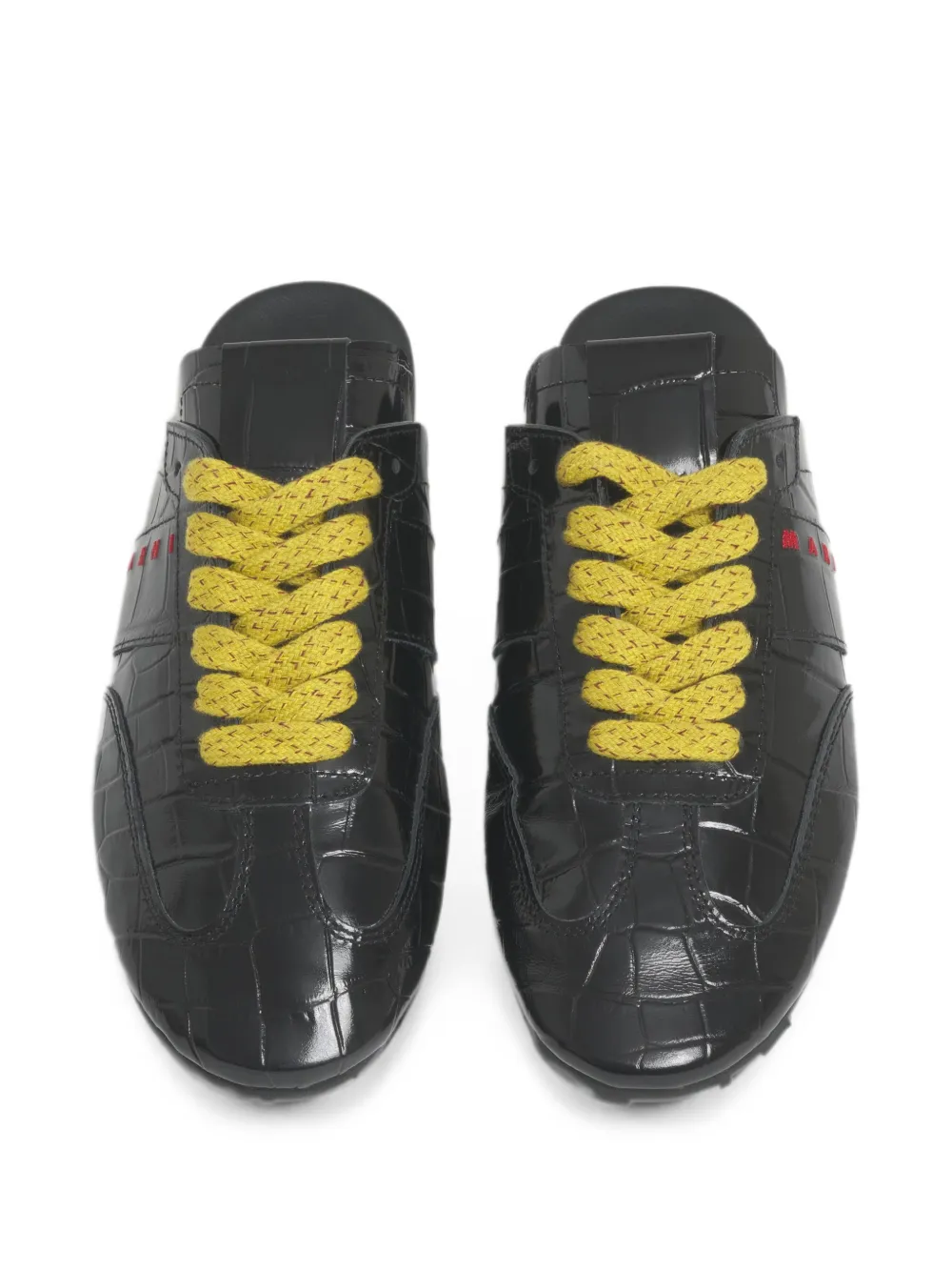 Marni Softy Soccer leren slip-on sneakers met krokodillen-effect Zwart