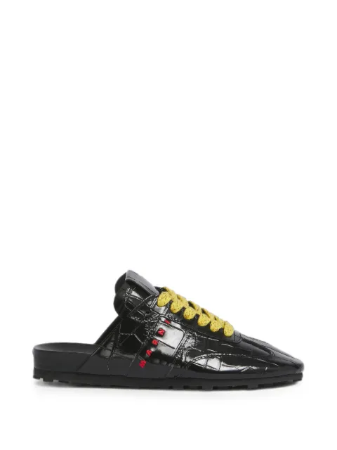 Marni black croc-effect leather Softy Soccer slip-on sneakers