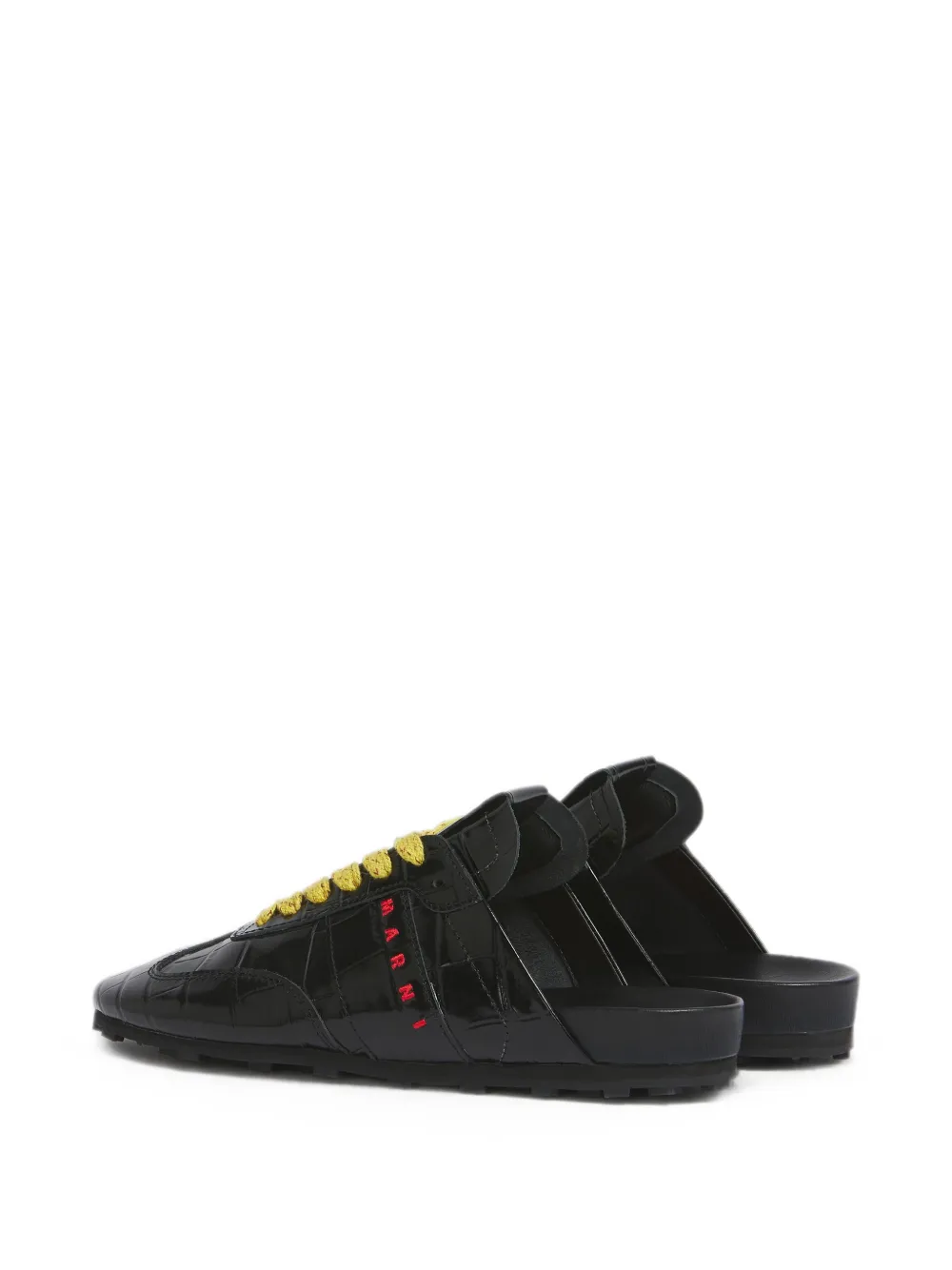 Marni Softy Soccer leren slip-on sneakers met krokodillen-effect Zwart