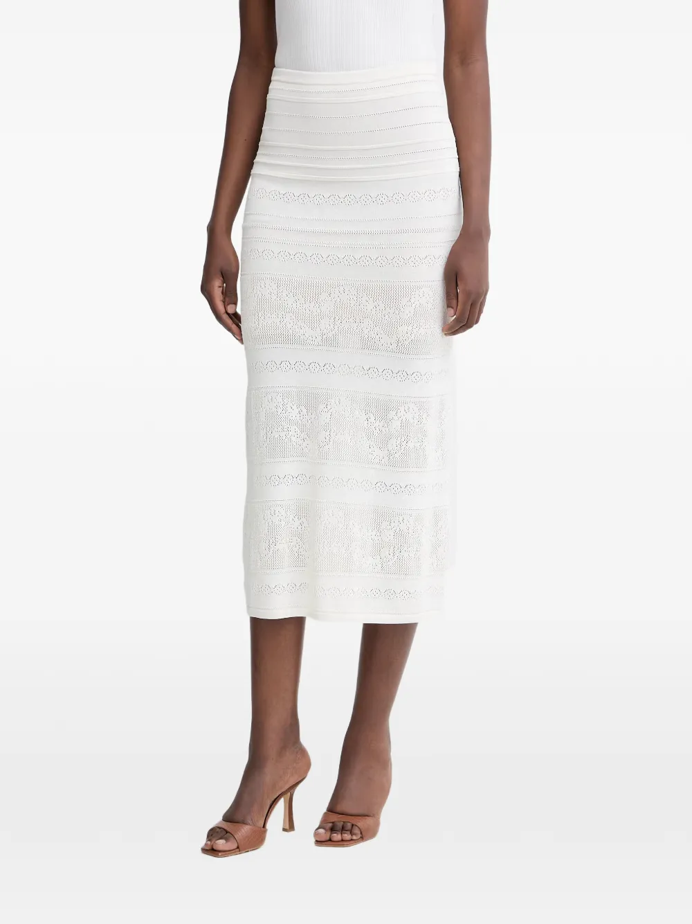 TWINSET pointelle-knit pencil midi skirt - Weiß