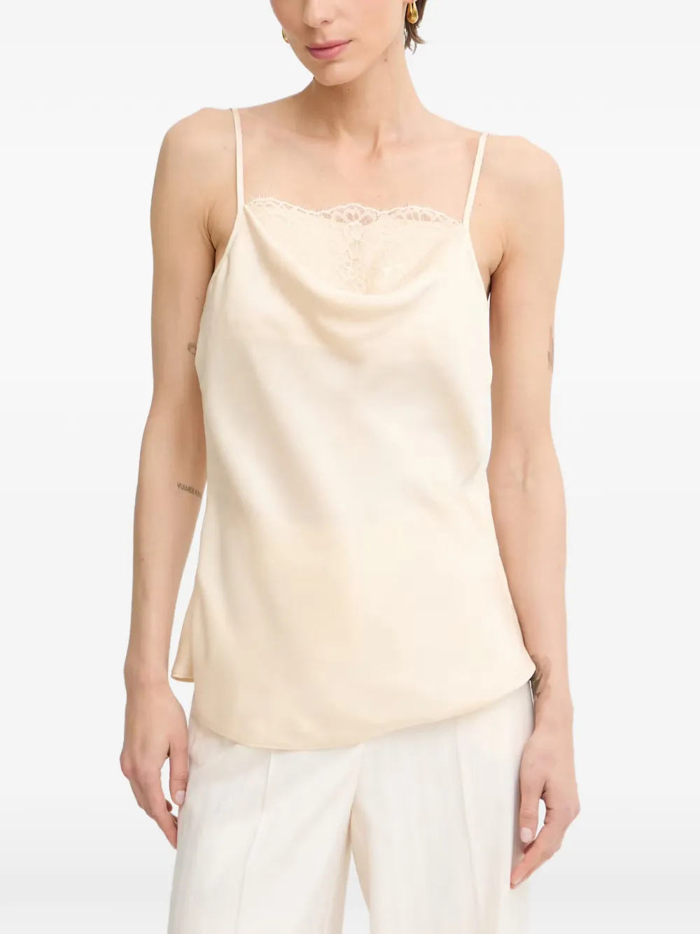 TWINSET lace-trim cowl-neck top - Toni neutri