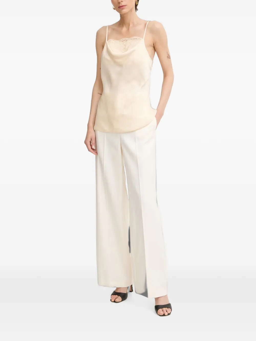 TWINSET Top met col en kanten afwerking Beige