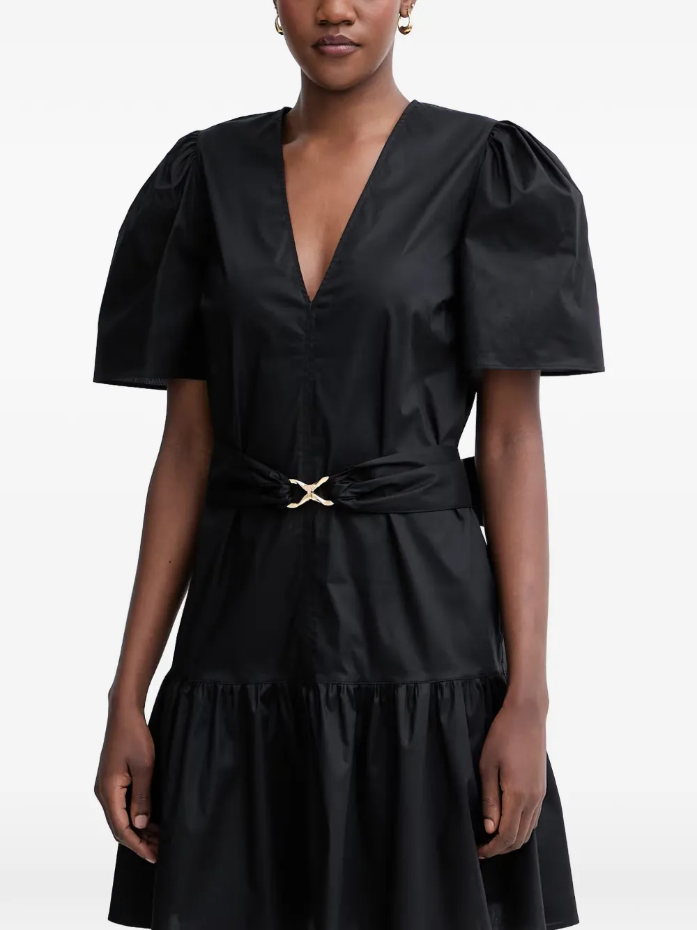 TWINSET Midi-jurk met pofmouwen Zwart
