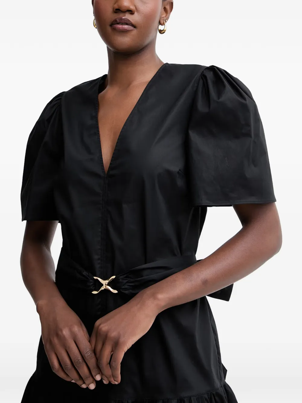 TWINSET Midi-jurk met pofmouwen Zwart