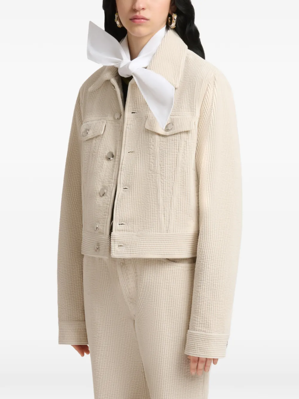 Marni Button-up ribfluwelen jack Beige