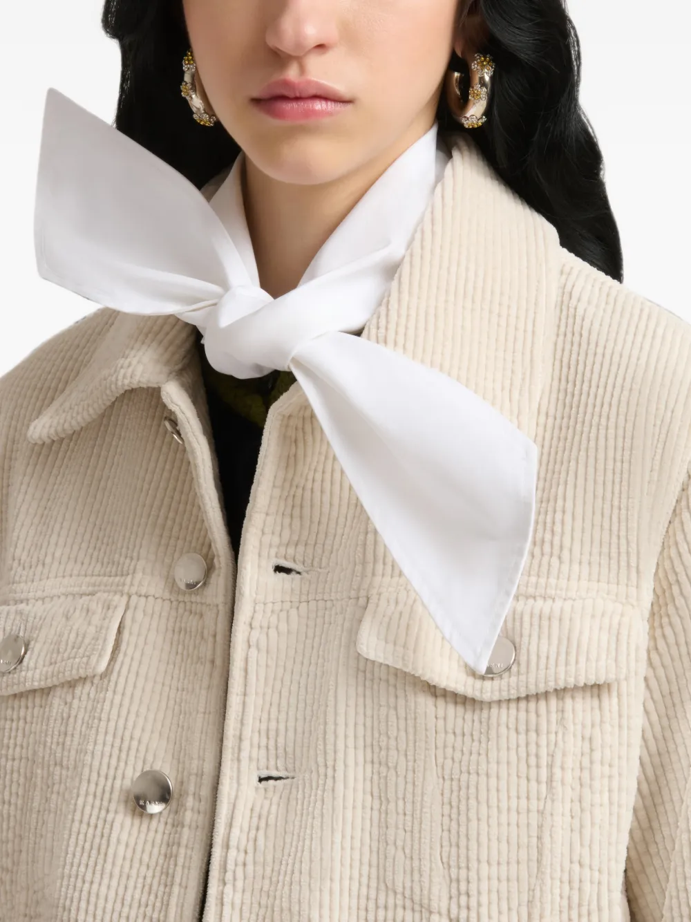 Marni Button-up ribfluwelen jack Beige