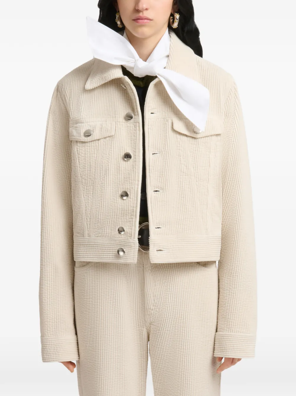 Marni Button-up ribfluwelen jack Beige