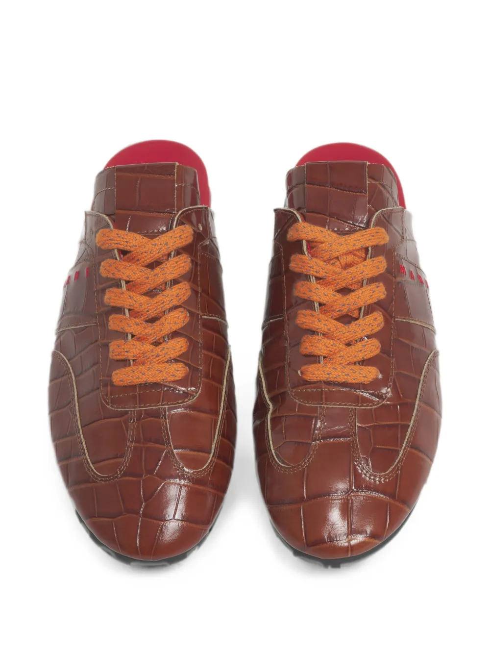 Marni brown croc-effect leather Softy Soccer slip-on sneakers Bruin