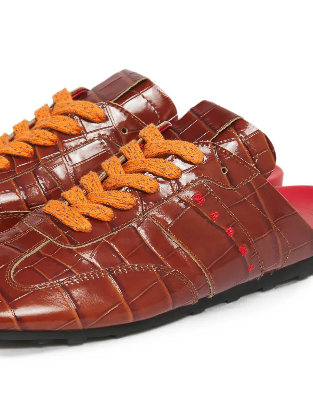 Marni brown croc-effect leather Softy Soccer slip-on sneakers Bruin