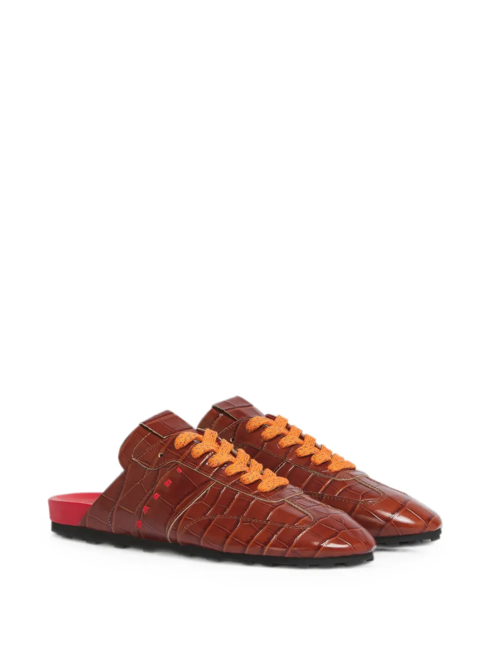 Marni brown croc-effect leather Softy Soccer slip-on sneakers Bruin