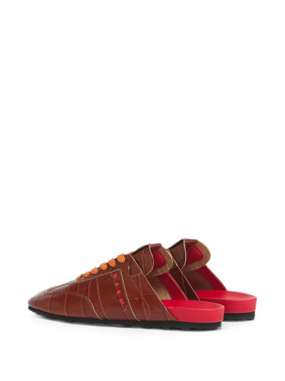 Marni brown croc-effect leather Softy Soccer slip-on sneakers Bruin