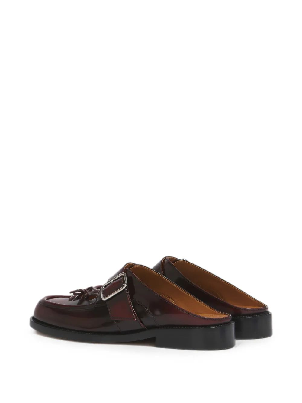 Marni burgundy leather Bambi-buckle sabots Rood