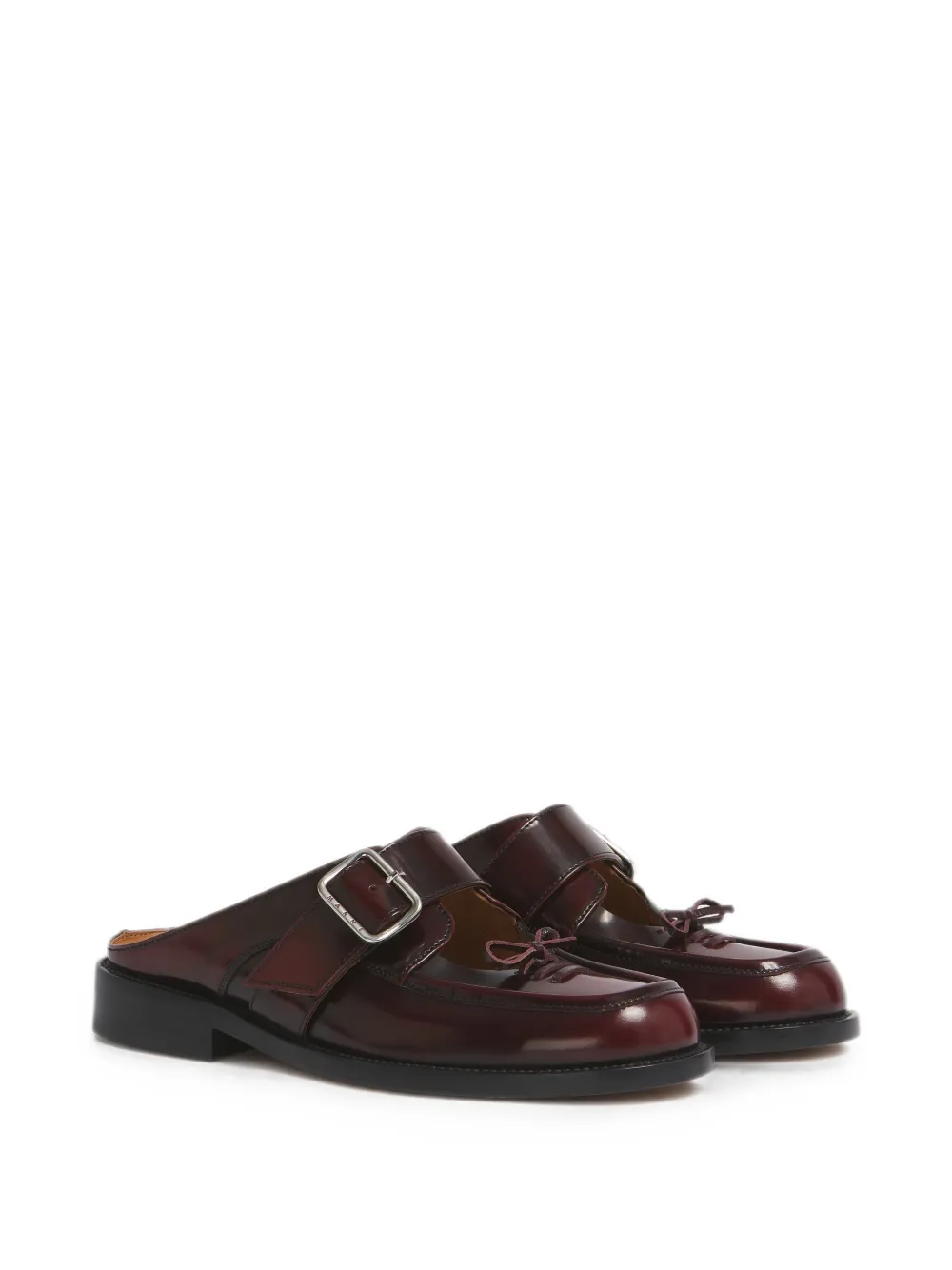 Marni burgundy leather Bambi-buckle sabots Rood
