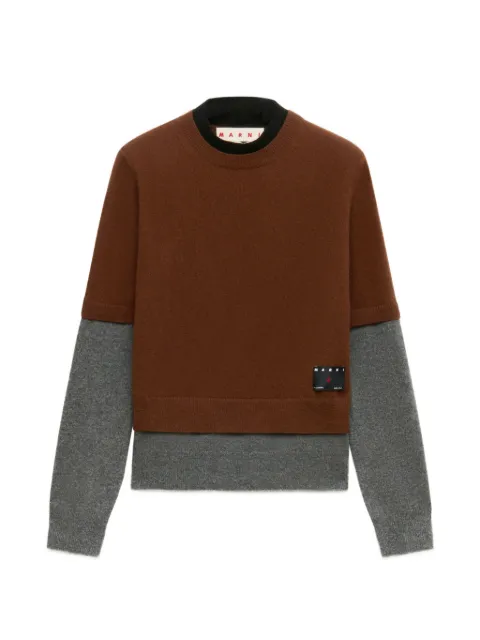 Marni brown cashmere jumper with layered effect