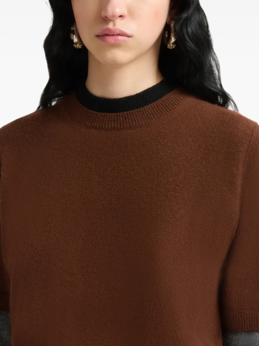 Marni Bruine kasjmier trui met gelaagd effect