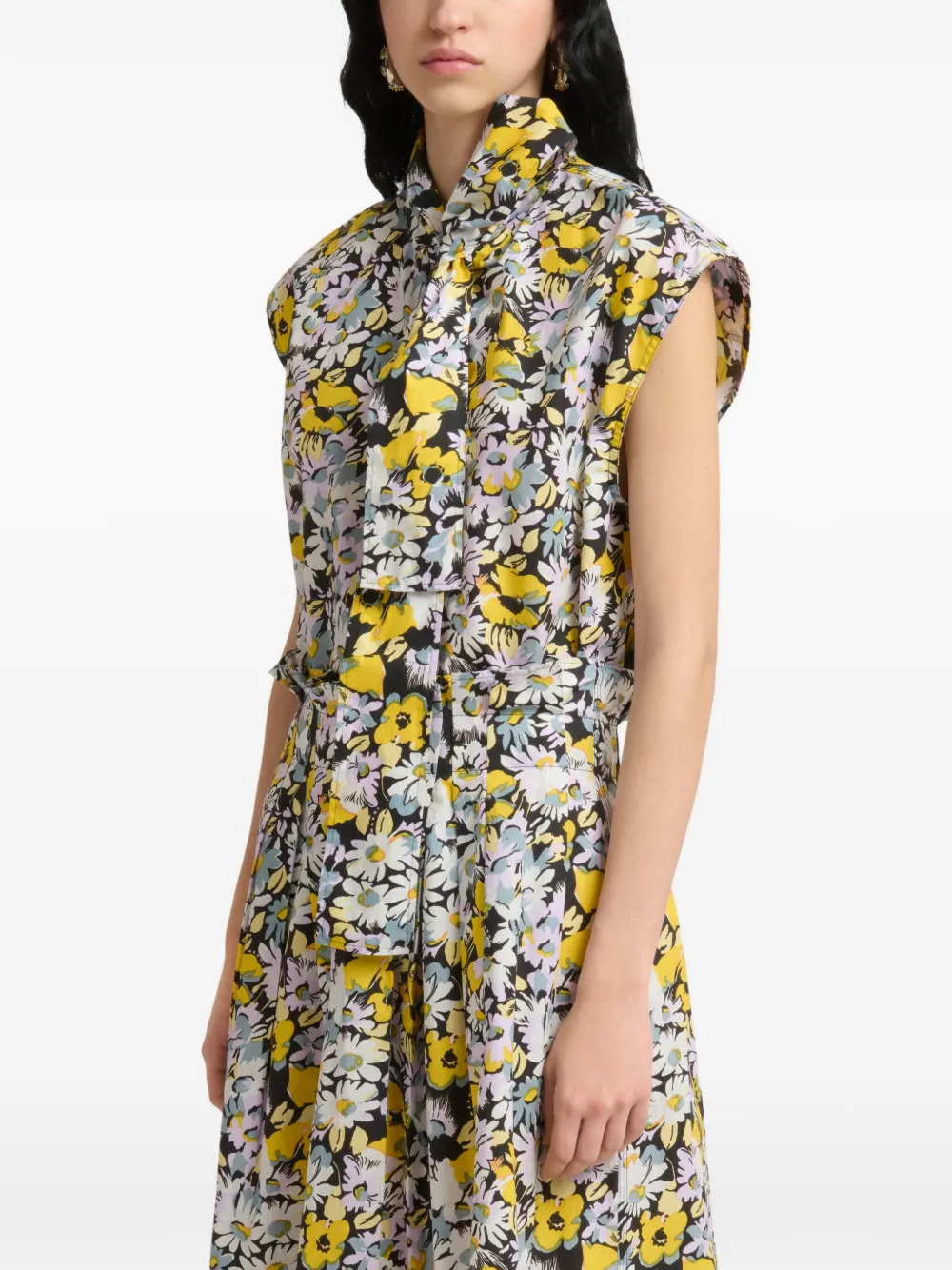 Marni Zwarte popeline mouwloze blouse met Pop Flowers-print