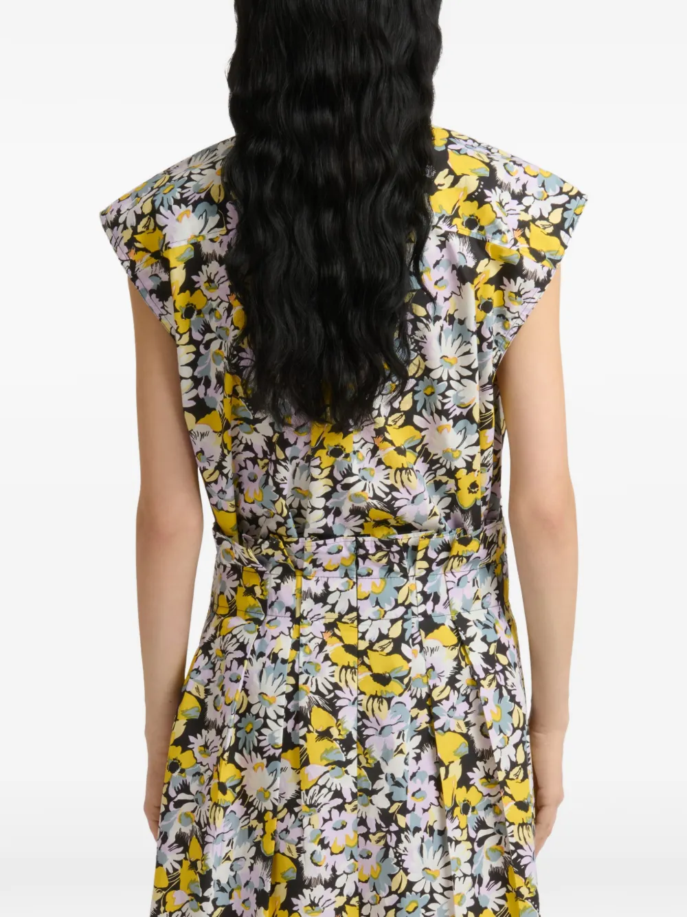 Marni Zwarte popeline mouwloze blouse met Pop Flowers-print