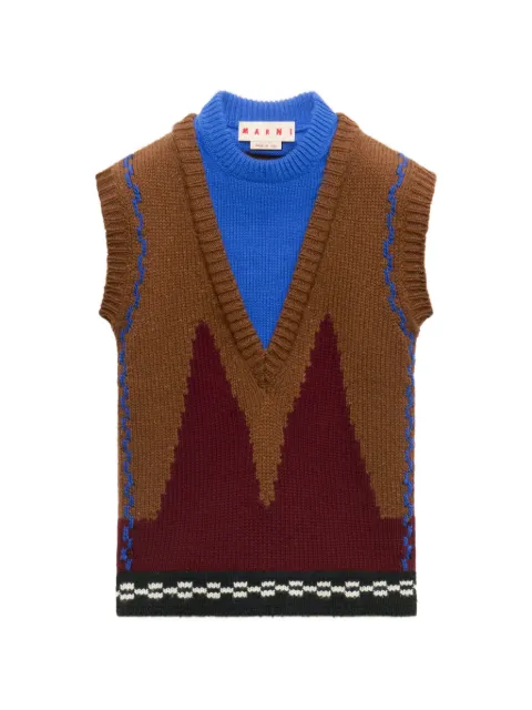Marni chaleco a capas de lana con intarsia
