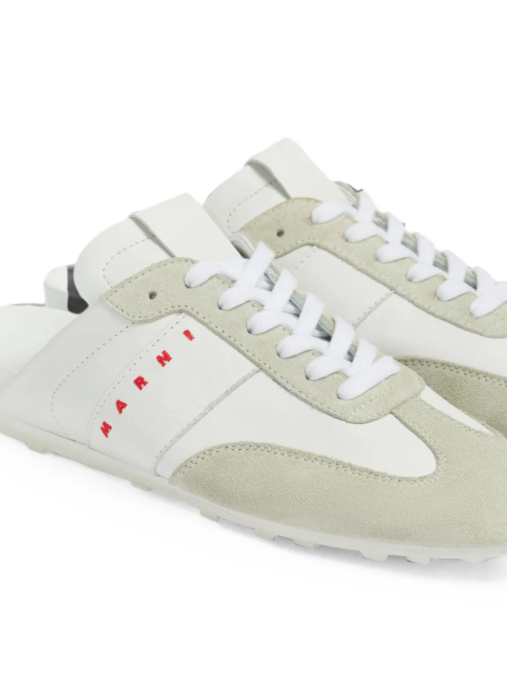 Marni Nappa leren en suède Softy Soccer slip-on sneakers Wit