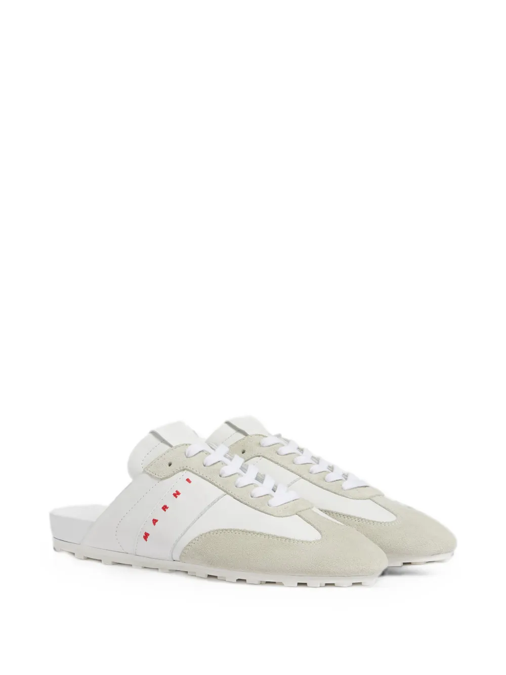 Marni Nappa leren en suède Softy Soccer slip-on sneakers Wit