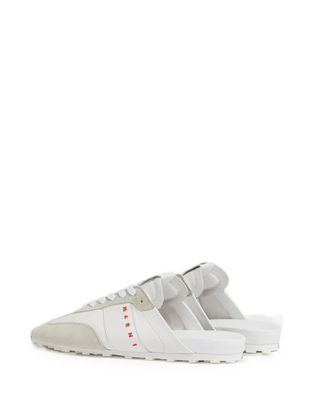 Marni Nappa leren en suède Softy Soccer slip-on sneakers Wit